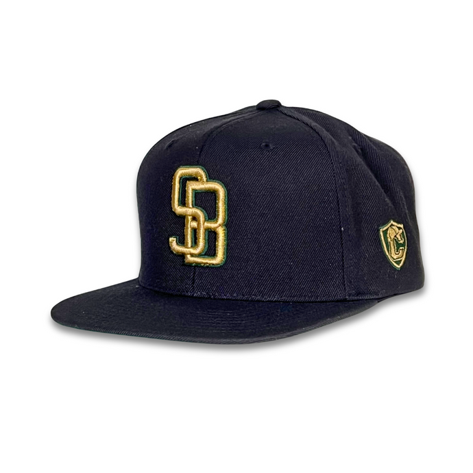 Olive and Gold Blk Snapback - Caps Sporting Hats