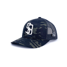 Load image into Gallery viewer, RPG-SB BLK CAMO Trucker Primacurve Snapback - Caps Sporting Hats