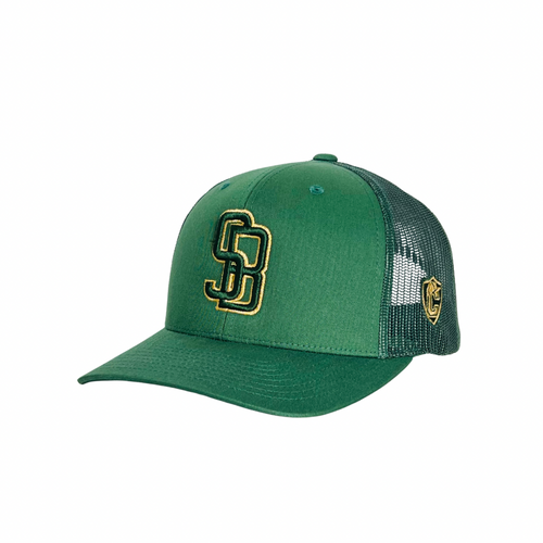 Olive & Gold Trucker Snapback - Caps Sporting Hats